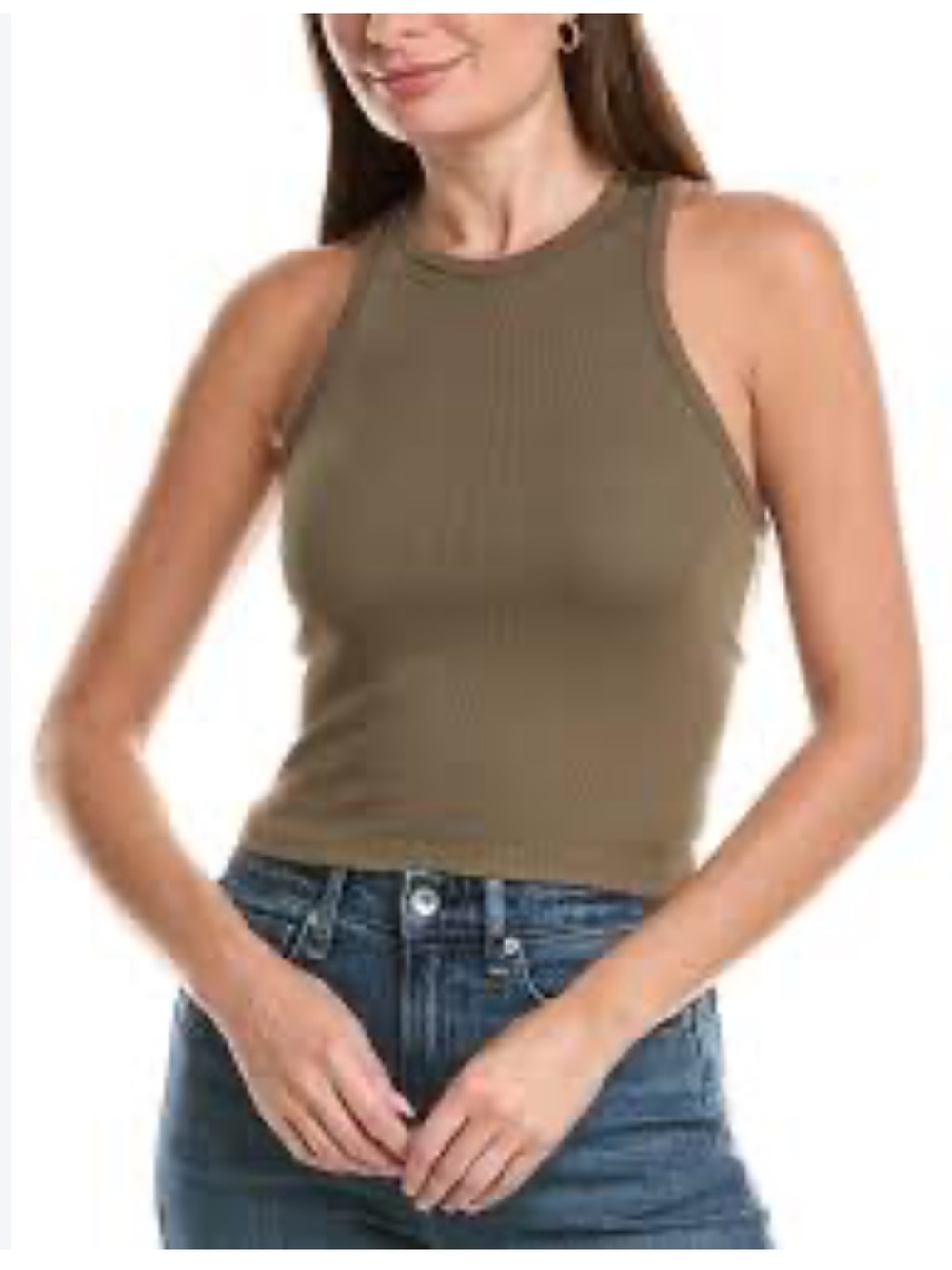 Michael Stars Pina Halter Tank Top White Ribbed Racerback - M